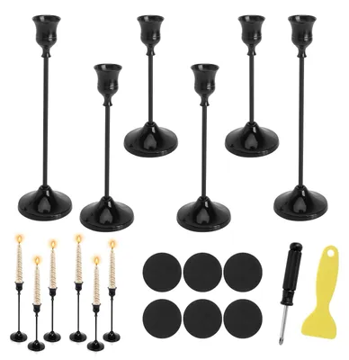 Kerzenhalter-Set, schwarz, 6 Stück, Metall, Vintage-Stil, Tischdeko