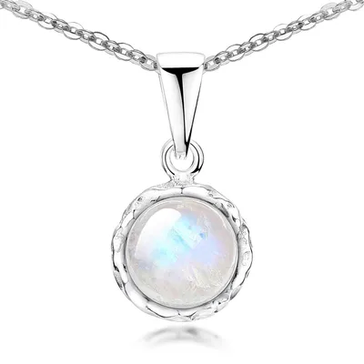 Produktbild von MATERIA by Matthias Wagner Damen Anhänger Mondstein weiß rund aus 925 Sterling Silber KA-67