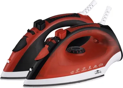 Obrázok produktu pre Naparovacia žehlička LENTZ 2300W 250ml nádržka na vodu 1,9m kábel červená/čierna