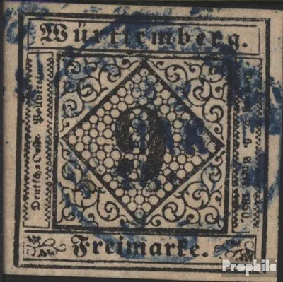 Produktbild von Briefmarken Württemberg 1851 Mi 4 Pracht gestempelt Ziffern in Raute