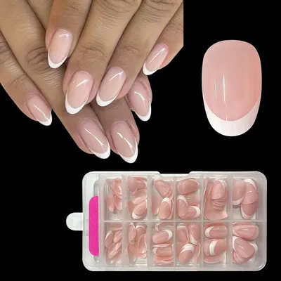 Obrázek produktu pro Nagelspitzen, francouzské tipy na nehty, krátké, mandlové, 120 kusů, bílé