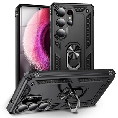 Produktbild von NALIA Panzerhülle für Samsung Galaxy S26 Ultra – Ring-Ständer 360° & für Magnet-Halterung – Stoßfestes Outdoor Case – Marke aus Berlin – Schwarz