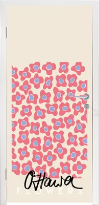 Produktbild von MuchoWow® Türtapete Selbstklebende Türfolie Blume - Muster - Rosa 90x235 cm Türposter Türaufkleber Klebefolie Türklebefolie - XXL-Plakaten - Foster für Türen - Aufkleber