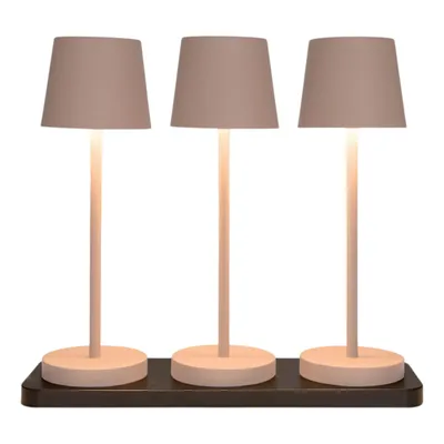 Produktbild von Coen Bakker 3-er Set Tischleuchten sand mit Ladestation außen dimmbar touch 40 LEDs 8,5x28cm