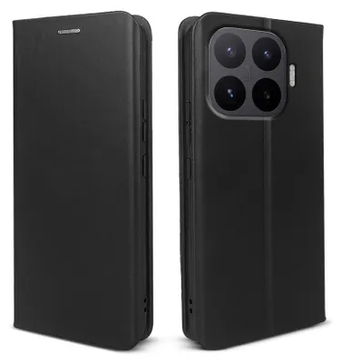 Produktbild von Handyhülle für Xiaomi 17T Echtleder Flip Cover Hülle Case Kartenfach RFID Schutz Farbe: Schwarz