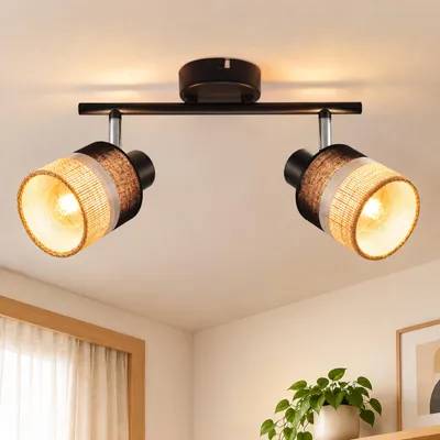 Produktbild von ZMH LED Deckenstrahler 2 Flammig Deckenlampe Schwarz Deckenleuchte Flurlampe Küchenlampe E14 Retro Deckenspots Metall Schwenkbar 350° Schlafzimmer