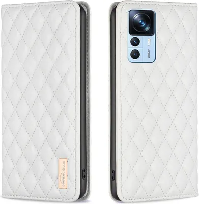 Produktbild von Xiaomi 12T Pro Hülle, Elegant Bookstyle Flip Leder Kartenfächer Schutzhülle mit Ständer für Xiaomi 12T / 12T Pro Weiß