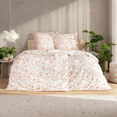 Produktbild von Estella Bio Mako Satin Bettwäsche 155x220 Beatriz abendrot Gräser Blätter 3445-395