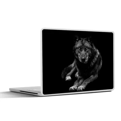 Produktbild von MuchoWow® Laptop Aufkleber Sticker Cover Tiere - Wolf - Schwarz - Weiß - Porträt 36.5x27.5 cm - Laptop-Sticker
