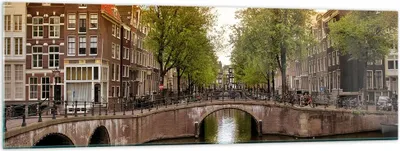 Produktbild von Bilder auf glas - Kanal Wasser Amsterdam Fahrrad - 160x50cm - Glasbilder - Wandbilder - Kunstdruck - zum Aufhängen bereit - Wanddekoration aus Glas - Glas Bilder - Wandbild auf Glas - GAB160x50-2697