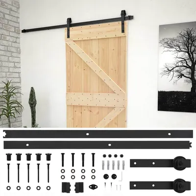 Image de Porte coulissante Naturel et noir 80 x 210 cm