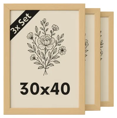 Produktbild von INNOVAHOME Bilderrahmen 30x40 Natur 3er-Set - Groß Fotorahmen Holzrahmen
