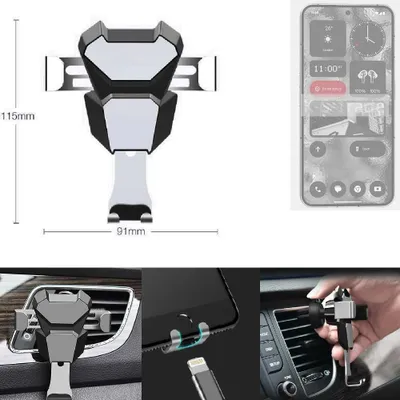 Produktbild von K-S-Trade Lüftungshalterung kompatibel mit Nothing 2 kompakte Handy-Halterung Lüftungsschlitz Lüftungsgitter Autohalterung KFZ Auto-Halterung
