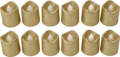 Produktbild von 12PCS LED Teelicht goldenes warmes Licht flammenlose Licht Kerze für Weihnachten Geburtstag Party