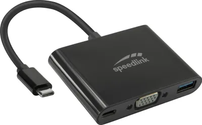 Obrázek produktu pro SPEEDLINK SL-180027-BK, USB 3.2 Gen 1 (3.1 Gen 1) Type-C, Černá, USB 3.2 Gen 1 (3.1 Gen 1) Type-A, USB 3.2 Gen 1 (3.1 Gen 1) Type-C, VGA, 1 kusů, 0,1 m