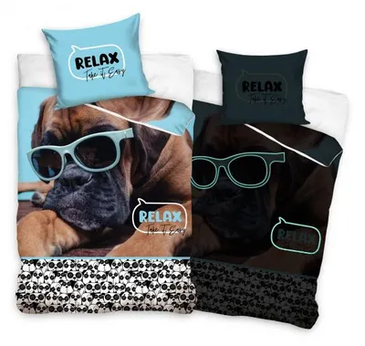 Produktbild von bettbezug Hund 140 x 200 cm Baumwolle blau