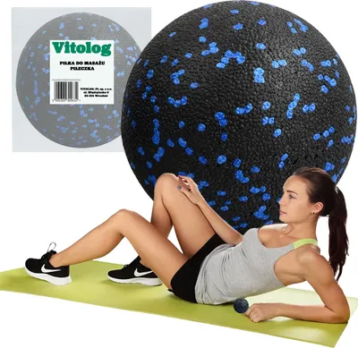 Produktbild von Massageball EPP Vitolog, Faszienball für Körper, Rücken und Nacken, Selbstmassage, 8 cm, Sehr Hart, Schwarz/Blau
