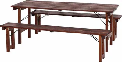 Produktbild von Wallis Garnitur Tisch 180x70 cm, komplett zusammenklappbar, dunkelbraun laisert