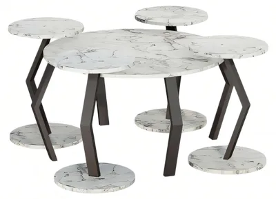 Zdjęcie produktu dla Eleganter weißer Holz-Couchtisch mit Beistelltischen im modernen Stil