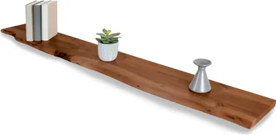 Produktbild von Wandregal Akazienholz nussbaum massiv 150x20 cm Holzregal Steckboard Baumkante AMANDA