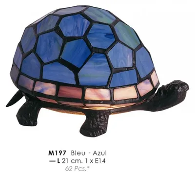 Produktbild von Casa Padrino Tiffany Tischeuchte Schildkröte Blau Ø 21cm - Handgefertigte Tiffany Deko Leuchte