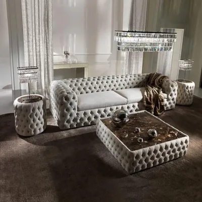 Produktbild von Klassische Dreisitzer Couch Wohnzimmer Polster Sofa 3 Sitzer Ledersofa 240cm Neu