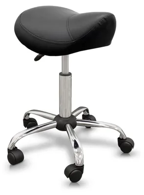 Zdjęcie produktu dla Stołek ergonomiczny - Stołek na kółkach - Regulacja wysokości - Czarny - Obciążenie do 150 kg