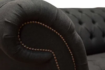 Produktbild von Chesterfield Sofa 4 Sitzer Schwarz Stoff Wohnzimmer Design Couch Polster