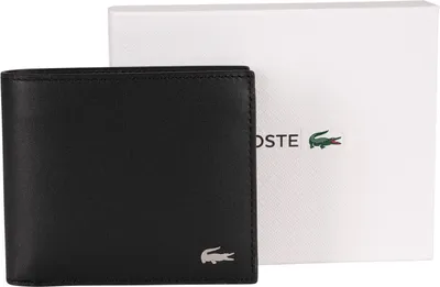 Produktbild von Lacoste Herren Brieftasche Leder Geldbörse, Schwarz One Size
