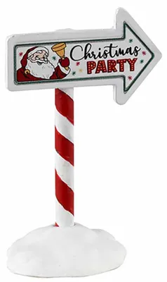 Weihnachtsdorf-Zubehör: Party-Schild, Polyresin, 5x7x5 cm
