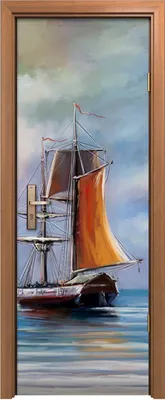 Produktbild von Türposter 70x200 cm Türaufkleber Türtapete Türfolie Klebefolie Kunst Schiff Meer Landschaft Gemälde