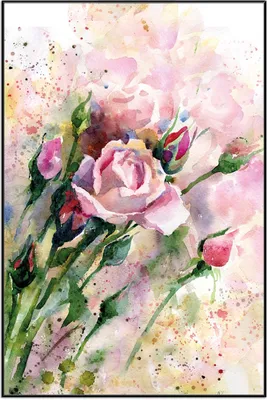 Produktbild von Wallario Wandbild Abstraktes Blumenbuket, Größe: 61 x 91,50 cm, Poster mit schwarzem Aluminiumrahmen