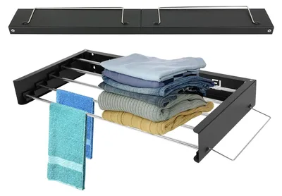Wand-Klapptrockner 80 cm, ausziehbar, 50 kg, schwarz