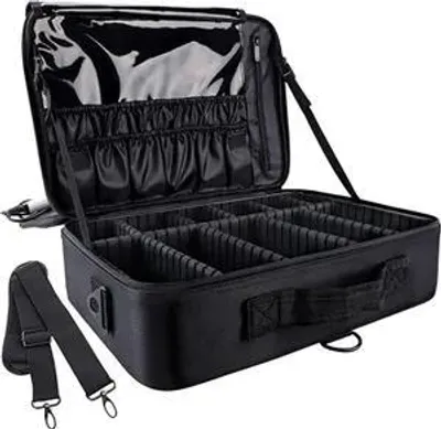 Produktbild von Kosmetiktasche Damen, Schminkkoffer mit Verstellbaren Trennwänden, Makeup Organizer Große Kapazität, Wasserdichtes Beauty Case für Reisen, Schwarz