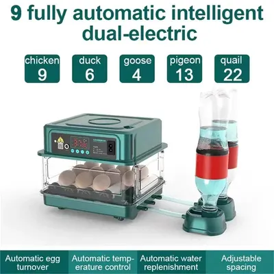 Produktbild von Eierbrutmaschine - Automatischer Brutapparat - Kapazität 10 Eier - Automatisches Wenden - Temperaturkontrolle - Feuchtigkeitskontrolle - Kunststoff