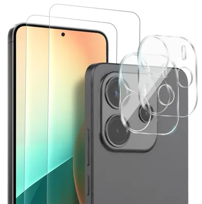 Produktbild von 2x Display + Kamera Glas für Xiaomi Redmi Note 14 Displayschutz Kameraschutz Panzerfolie Displayglas Kameraglas 9H Schutzglas