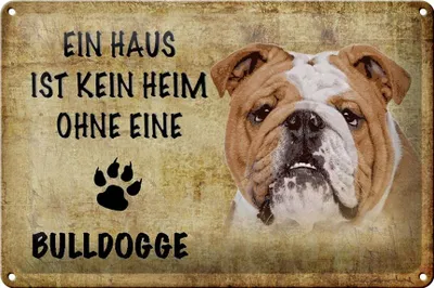 Produktbild von Blechschild Spruch 30x20cm Bulldogge Hund ohne kein Heim