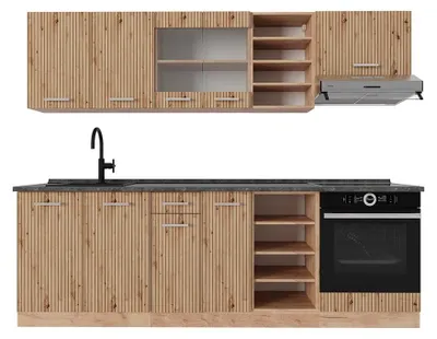 Produktbild von Küchenzeile Vicco R-Line Artisan-Eiche/Goldkraft Eiche 240 cm , AP Anthrazit, Model 48926