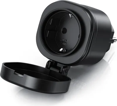 Productafbeelding van BEARWARE WLAN-stopcontact, wifi, geschikt voor buiten, 2,4 GHz, bediening via app, IP44, maximaal 3680 W, 1 stopcontact, LED-indicator voor koppeling, thermische beveiliging, 16A, zwart