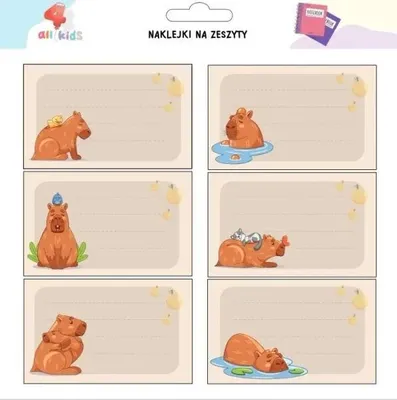 Obrázok produktu pre Nálepky na skrinku a zošit Kapibara 2 – All4Kids