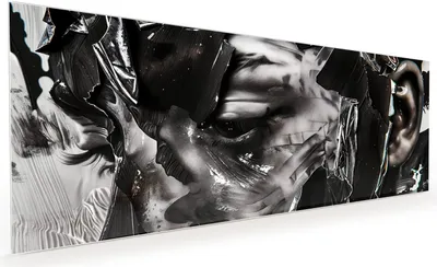Produktbild von Küchenrückwand Spritzschutz Glas mit Motiv Abstraktes Porträt 40 x 40 cm
