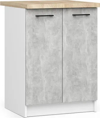 Image de Meuble de cuisine OLIWIA S60 en Blanc et Béton avec Plan de Travail 60x60 cm