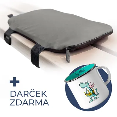 Obrázok produktu pre Mosh Kamper - Outdoorový podsedák / Podložka na sedenie s gélom a vodeodolným nepoškiabateľným poťahom (antracitová/čierna) + DARČEK ZDARMA Smaltový hrnček Mosh