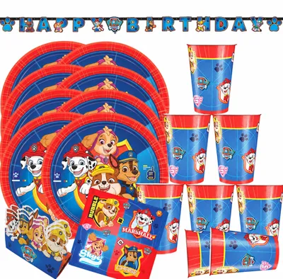 Produktbild von Paw Patrol Party-Set Hunde Tisch-Deko 41-tlg. Kindergeburtstag Party-Zubehör