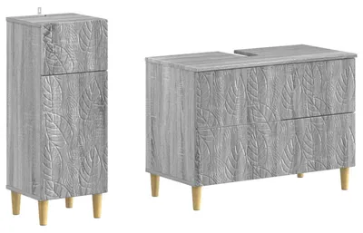 Immagine prodotto di Set di due mobili da bagno, modello DELFT, colore grigio Sonoma