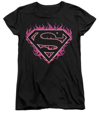 Image de T-shirt pour femme Superman - "Fuchsia Flames" (TV40946) - Taille L - Noir