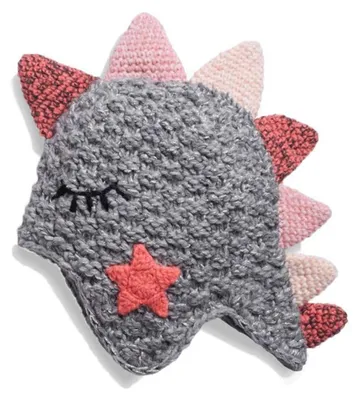 Immagine prodotto di Berretto invernale per bambini con motivo di dinosauro, taglia 3-4 anni, grigio-rosa