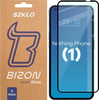 Produktbild von 2x Gehärtetes Glas für Nothing Phone 1, Bizon Glass Edge Duo, Schwarzer Rahmen