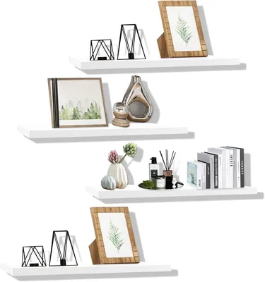 Produktbild von Wandregal 40 x 15 cm, 4er-Set, Holz, weiß, für Wohnzimmer