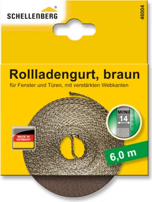 Produktbild von Schellenberg Rollladengurt Mini 14 mm breit, 6 m lang, braun, 46004